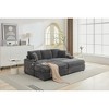 86.6" Modular Convertible Sectional Sofa with Armrest Storage, USB Charging, Stainless Steel Cup Holders, Deep Seat Corduroy Couch for Living Room - 2 of 4