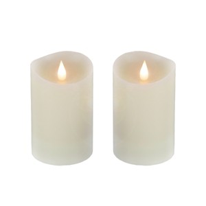 5" HGTV LED Real Motion Flameless Ivory Candles Warm White Lights, Set of 2 - National Tree Company - 1 of 4