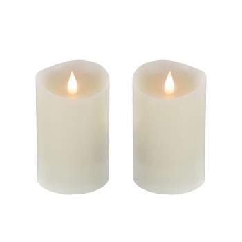 5" HGTV LED Real Motion Flameless Ivory Candles Warm White Lights, Set of 2 - National Tree Company