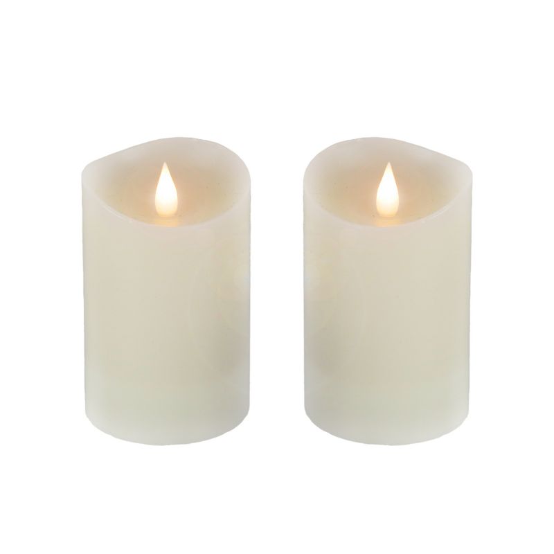 5" HGTV LED Real Motion Flameless Ivory Candles Warm White Lights, Set of 2 - National Tree Company, 1 of 5