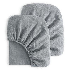 2 Pack Cotton Crib Sheets, Double-Layer Soft Fitted Sheets for Crib & Toddler Mattresses - NTBAY - 1 of 4