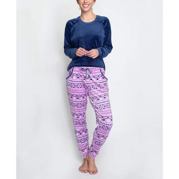Adr Women's Crop Top And Joggers, Plush Pajamas Set With Drawstring Navy  Blue Large : Target