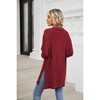 YESFASHION Women's Long Sleeve V-Neck Tunic Sweater Oversized Split Side Blouse,M,wine red - 3 of 3