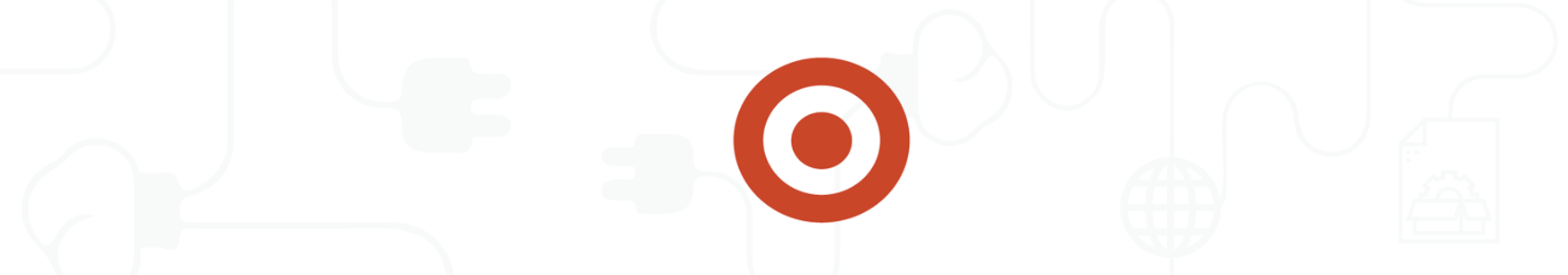 Red Target bullseye logo on a light background with a cloud, plug and globe design.