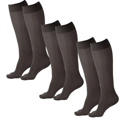 Ames Walker Aw Style 76 Women's Soft Sheer 8-15 Mmhg Compression Knee Highs  (3-pack) Black Xxl : Target