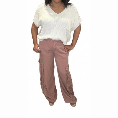 Women's Jeans High Rise Wide Leg Tencel Multi Pocket Cargo Pants - RISEN