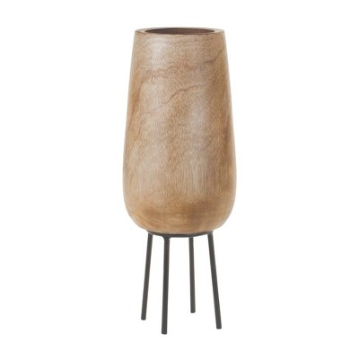 Melrose Wood Vase with Stand 15"H
