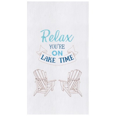 C&F Home Relax Lake Time Embroidered Flour Sack Cotton Kitchen Towel