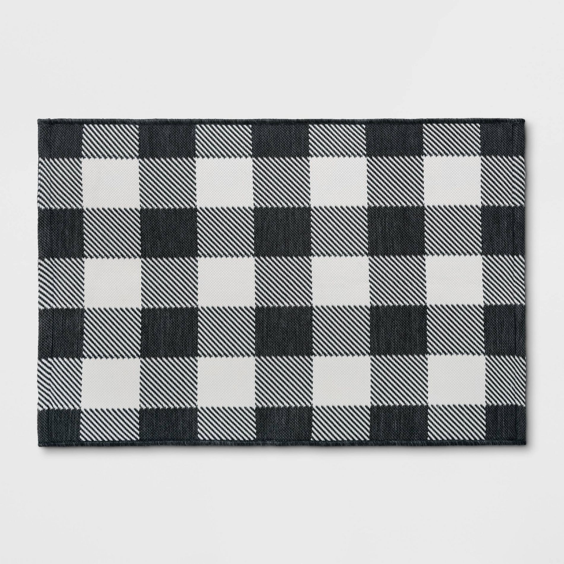 2'x3' Washable Reversible Scatter Indoor/Outdoor Accent Rug Black/White - Threshold™: Check Pattern, Flat Pile, Machine Washable