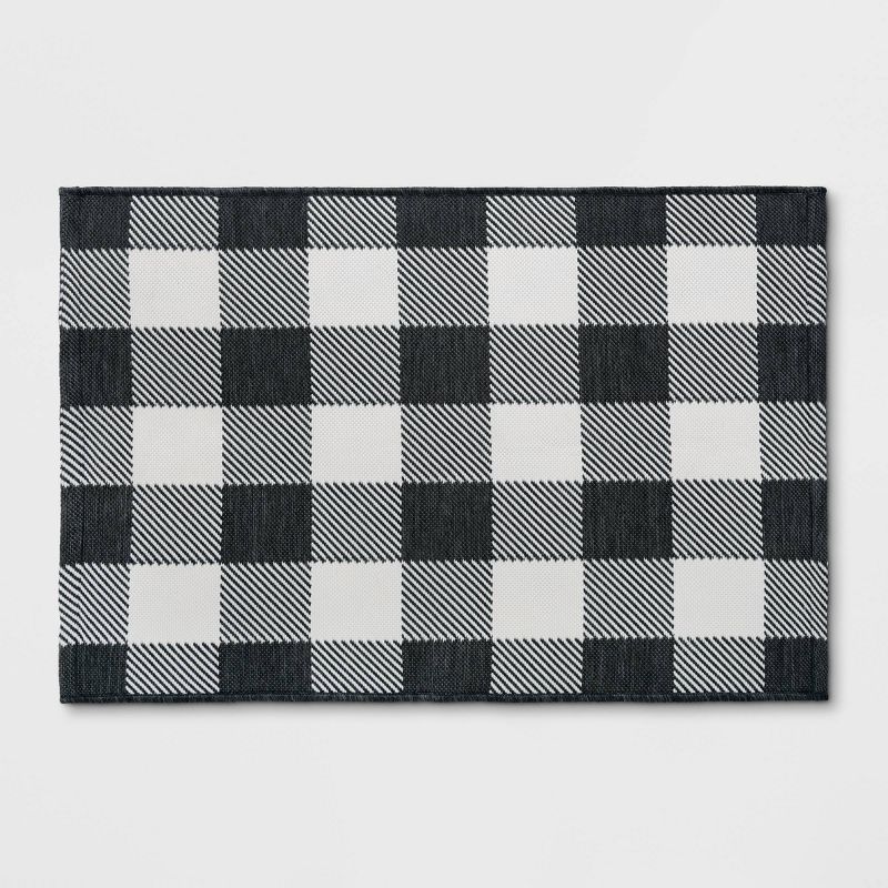 2&#39;x3&#39; Washable Reversible Scatter Indoor/Outdoor Accent Rug Black/White - Threshold&#8482;, 1 of 12