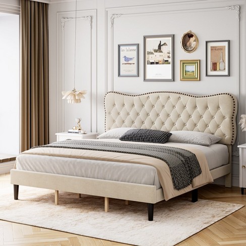 Trinity Queen Size Upholstered Platform Bed Frame With Adjustable