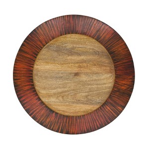Saro Lifestyle Vintage Wood Design Charger Plate (Set of 4), 13", Brown - 1 of 4