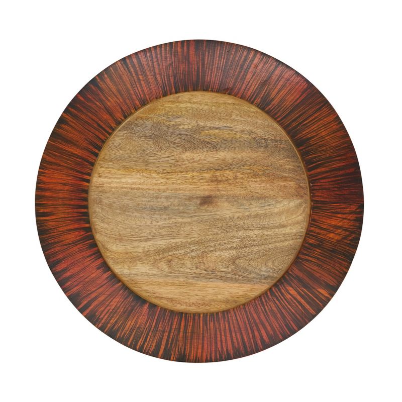 Saro Lifestyle Vintage Wood Design Charger Plate (Set of 4), 13", Brown, 1 of 5