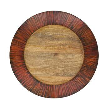 Saro Lifestyle Vintage Wood Design Charger Plate (Set of 4), 13", Brown