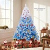 Costway 6 FT Artificial Christmas Tree with 250 Warm White LED Lights, 8 Lighting Modes & Folding Metal Stand White & Blue - 3 of 4