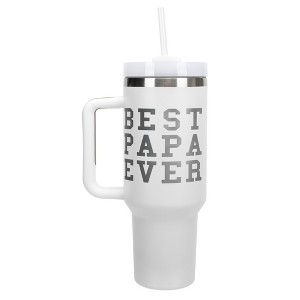 Elanze Designs Best Papa Ever Dad Grandpa Family 40 oz. Stainless Steel, Large Water Bottle Coffee Mug, Spill & Leak Resistant, Thermal Travel Tumbler - 1 of 1