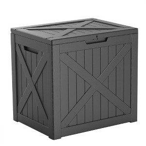 Infurnic Deck Boxes, Portable Storage Box with Waterproof Function for Storage Patio Furniture, Garden Tools, All Weather Use, Black, 22"*17.1"*20.9" - 1 of 4