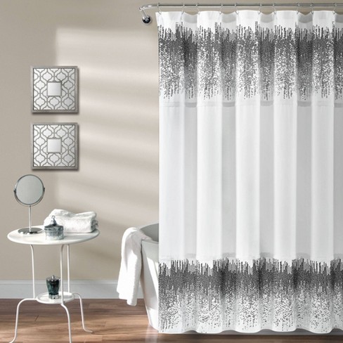 Single Shimmer Sequins Shower Curtain White Black Lush Dcor Target