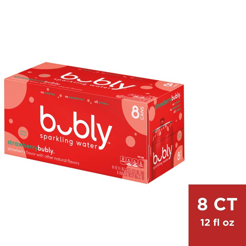 bubly Strawberry Sparkling Water - 8pk/12 fl oz Cans, 1 of 12