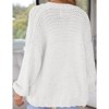 Coolmee Women's Open Front Chunky Knit Cardigan Loose Lantern Long Sleeve Oversized Sweater Coats with Pocket - 2 of 4