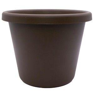 The HC Companies 17 Inch Round Classic Planter - Plastic Plant Pot for Indoor Outdoor Plants Flowers Herbs, Chocolate - 1 of 4