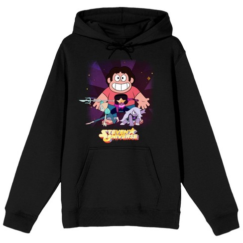 Steven Universe Group Shot Starry Background Long Sleeve Black Adult Hooded Sweatshirt - image 1 of 3