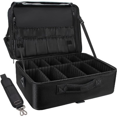 Fmeida Extra Large Makeup Case Travel Makeup Train Case Professional Makeup Artist Bag Portable Nail Organizer Box Art Supply Case with Adjustable