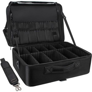 Fmeida Extra Large Makeup Case Travel Makeup Train Case Professional Makeup Artist Bag Portable Nail Organizer Box Art Supply Case with Adjustable - 1 of 4