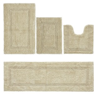 Lux Premium 100% Cotton Tufted Solid Reversible 4 Piece Bath Rug Set – Ultra-Soft, Water-Absorbent, Durable, Machine Washable Bathroom Rug - 1 of 4