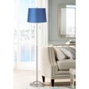 360 Lighting Abba Modern Floor Lamp Standing 66" Tall Brushed Nickel Metal Blue Satin Fabric Drum Shade for Living Room Bedroom Office House Home - 2 of 3
