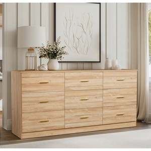 63" Modern 9 Drawer Dresser with Gold Handles, Large Storage Chest for Bedroom or Living Room-3irtyhousy - 1 of 4