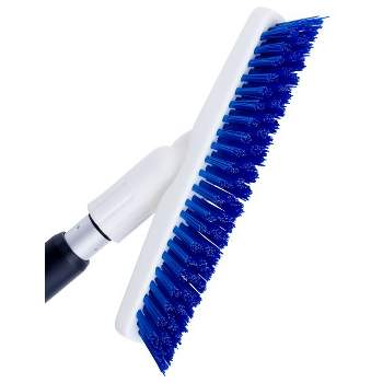 JAKSSO Grout Brush with Long Handle for Bathroom Cleaning, 51.6 Grout Cleaner Brush for Tile Floors, 180°Swivel Grout Scrubber Floor Scrub Brush