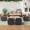 Syemin Patio Seating Sets, 9 Piece Outdoor Sectional Furniture Set with Cushions for Garden, Balcony, and Backyard, Beige, 23.8"*30"*30.7" - 3 of 4