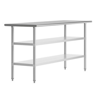 Flash Furniture Stainless Steel 18 Gauge Work Table with 2 Undershelves - NSF Certified - 1 of 4
