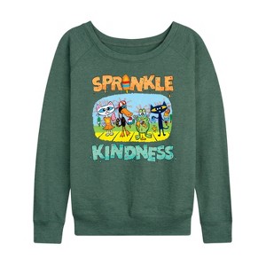 Women's - Pete the Cat - Sprinkle Kindness Lightweight French Terry Wide Neck Long Sleeve Shirt - 1 of 4