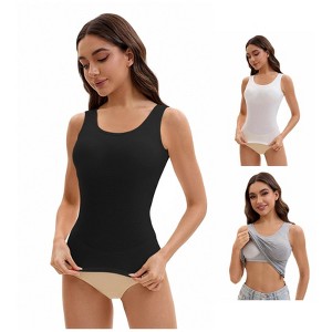 INSPIRE CHIC Women's 3 Pcs Wide Strap Built-In Padded Bras Casual Tank Camisoles - 1 of 4