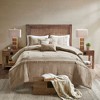 Sapphtopaz 7-Piece Lodge Cabin Faux Suede Comforter Set, Pieced Fabric & Decorative Buttons Quilts Queen Size, Bedding with Bed Skirt & Pillows - 3 of 4