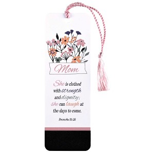 Dicksons BKMTL-501 Mom She is Clothed with Strength and Dignity Black and White 2 x 6 Paper and Tassel Encouraging Tassel Bookmark, Pack of 12 - 1 of 2