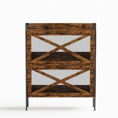 TIRAMISUBEST A shoe cabinet with 2 flip-top drawers - Mobile Lateral Filing Cabinet, Locking Wheels, Adjustable Shelf