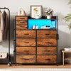 8+3 Drawers Fabric Dressers for Bedroom with 4 Side Pockets,LED Lights,Rustic Brown - 2 of 4