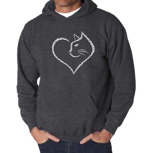 LA Pop Art Cat Heart - Men's Word Art Hooded Sweatshirt - 1 of 4