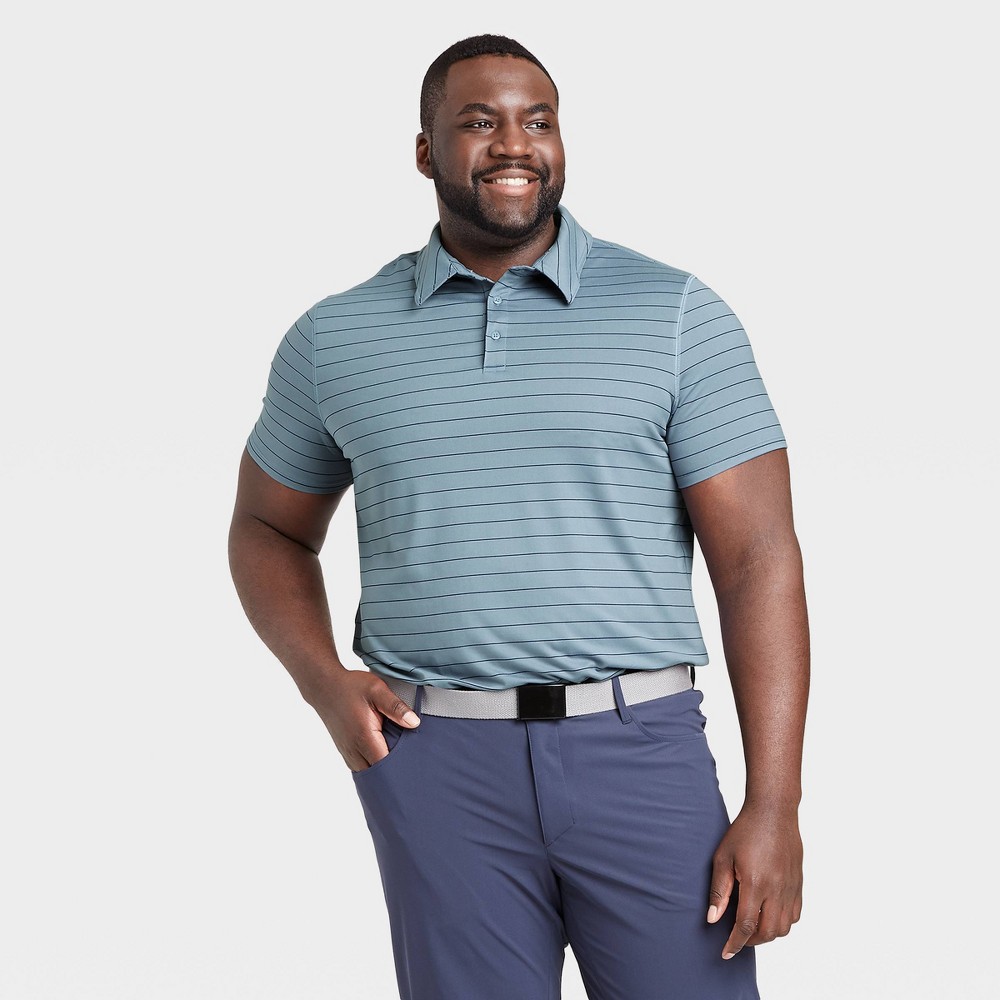 Men's Striped Golf Polo Shirt - All in Motion Blue S was $24.0 now $12.0 (50.0% off)