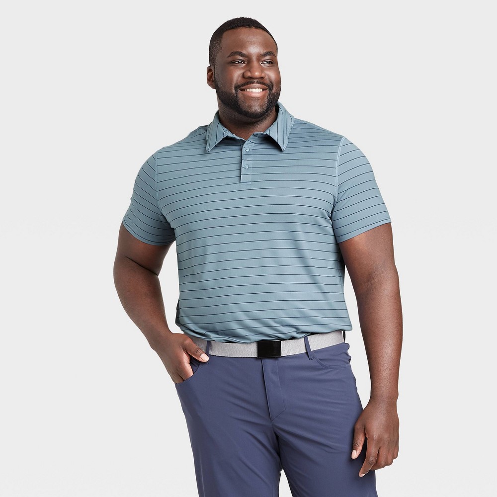 Men's Striped Golf Polo Shirt - All in Motion Blue XXL was $24.0 now $12.0 (50.0% off)