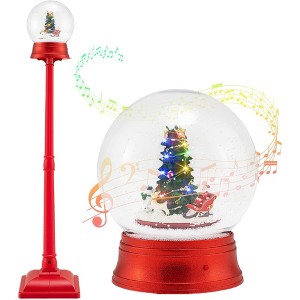 NAYSAYE 5 Ft Christmas Snow Globe Lantern, Musical Snowy Streetlamp 8 Tunes, Blowing Snow, Rotating Scene for Entryway, Porch, Red, 12.5"*12.5"*60.5" - 1 of 4
