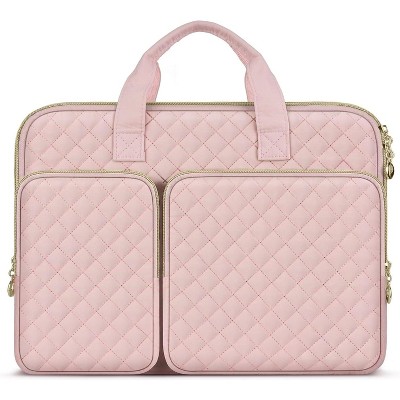 MaseiKar 360 Protective Laptop Case 13.3 inch, 13-13.3 inch Laptop Sleeve Compatible with MacBook Air, Square Quilted Bag Cover with 2 Pockets, Pink