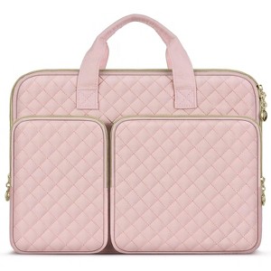 MaseiKar 360 Protective Laptop Case 13.3 inch, 13-13.3 inch Laptop Sleeve Compatible with MacBook Air, Square Quilted Bag Cover with 2 Pockets, Pink - 1 of 4