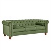 Velvet Three-Seat Chesterfield Sofa,Modern 3 Seater Couch with Nailhead Accents and Rolled Arms - The Pop Home - 4 of 4