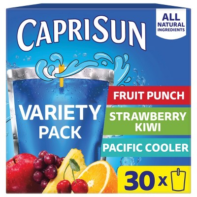 Capri Sun Fruit Punch Strawberry Kiwi Pacific Cooler Variety Pack Juice Boxes - 30pk/6 fl oz Pouches