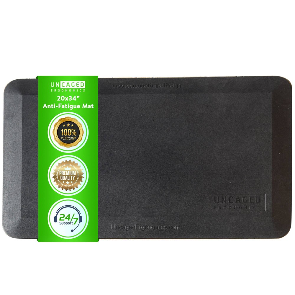 20"x34" Cushioned Standing Mat Black - Uncaged Ergonomics: Anti-Fatigue, Indoor Office Comfort