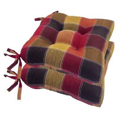 Allspice Harris Plaid Woven Plaid Chair Pads With Tiebacks set Of 4 Essentials Rustic Charm Comfortable Indoor Seating Target